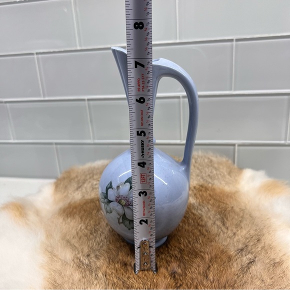 Baumann Ceramics Flower Vase with Handle Glossy Finish, Floral Painted MCM Style - Picture 10 of 12